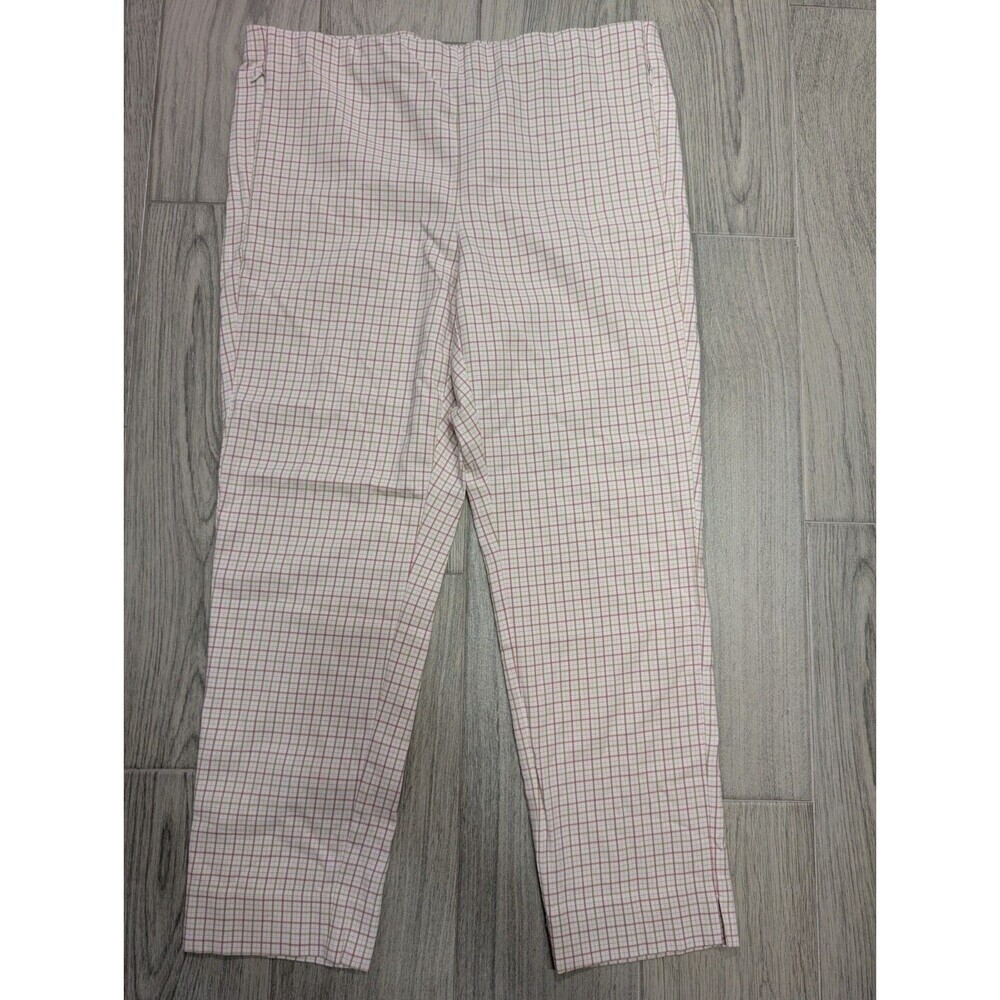 J.Jill Sz 18 36 Waist Strech Plaid Essential Stretch Pant Casual Comfy Zip Up114